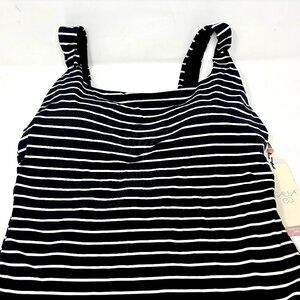 CALIA Sculpture Drop Back One Piece Black Striped Size 14